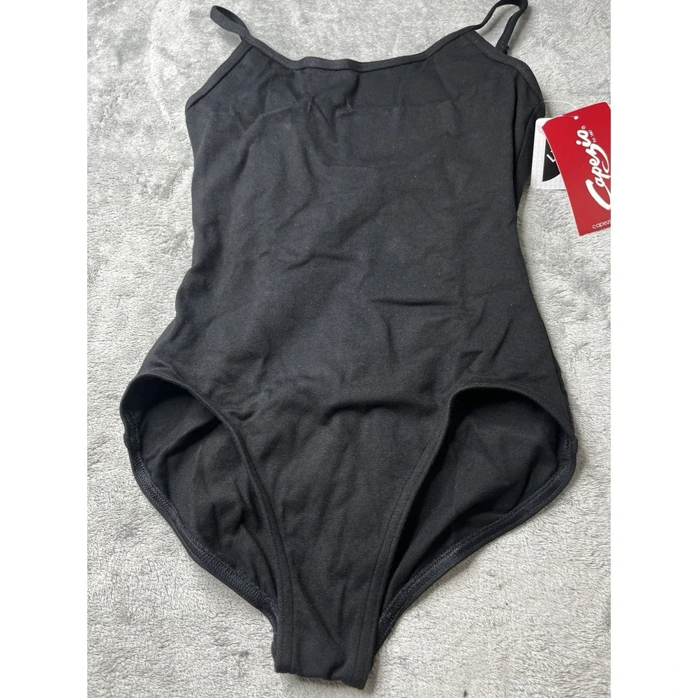 Capezio Kids Black Cami Leotard Adjustable Straps Cotton Lycra‎ CC100C Large